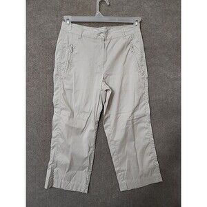 Bugatchi Capri Crop Pants Womens 4 Khaki Zip Pockets Lightweight Golf Stretch